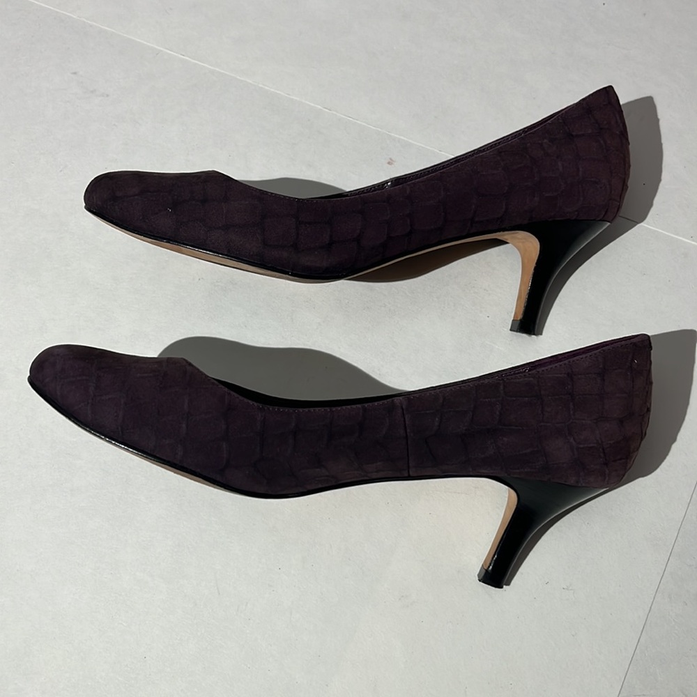 Cole Haan x Nike Air sz 8.5 shoes dark aubergine purple Lainey suede heels pumps - Picture 7 of 11